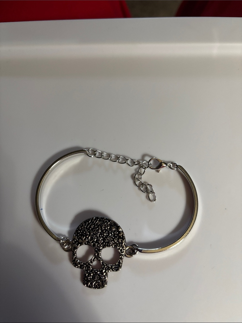 Silver Skull Accent Bangle Bracelet - Women Jewelry